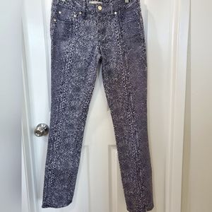 Tory Burch Floral Pattern Periwinkle Blue Cotton Denim Skinny Jeans Size 6/28